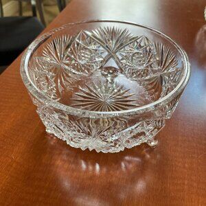 AMERICAN BRILLIANT PERIOD ABP CUT GLASS CRYSTAL FOOTED BOWL 8" - NICE!!!